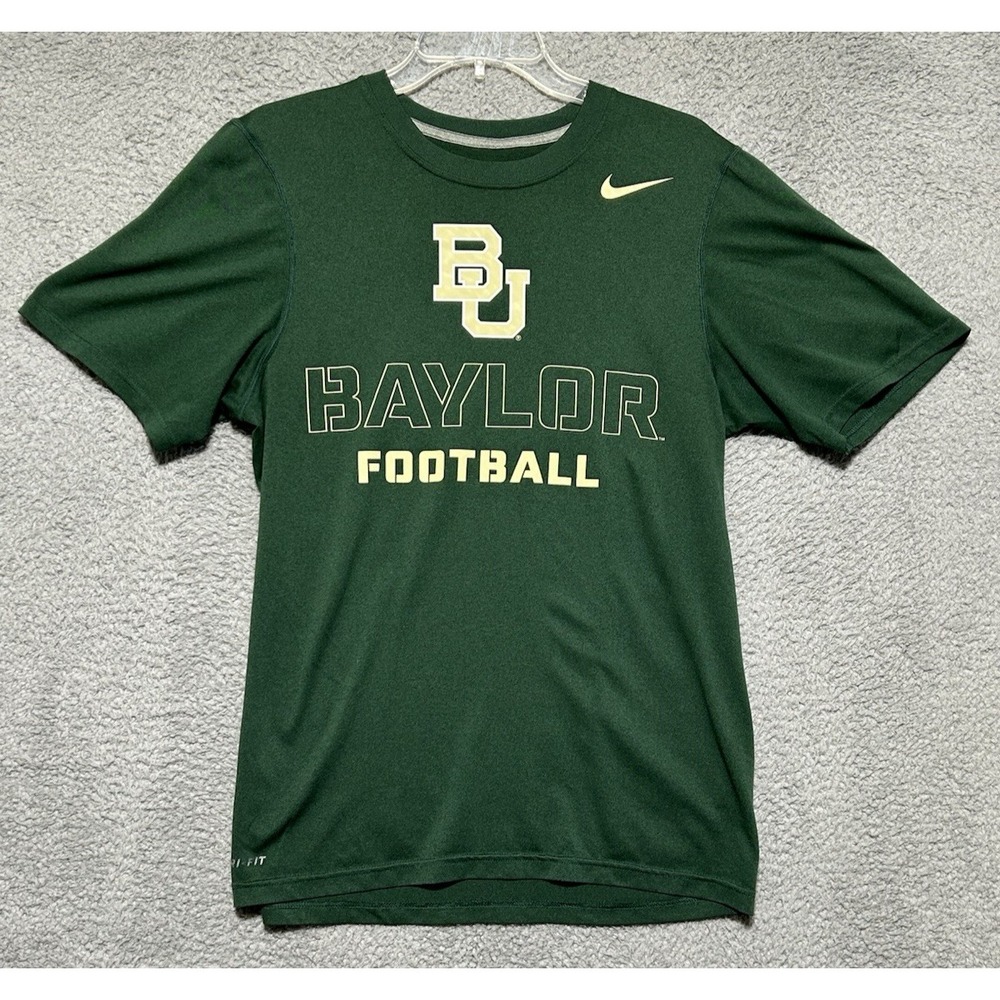 Nike Dri-Fit Mens Small Baylor Football Bears Green Athletic Shirt